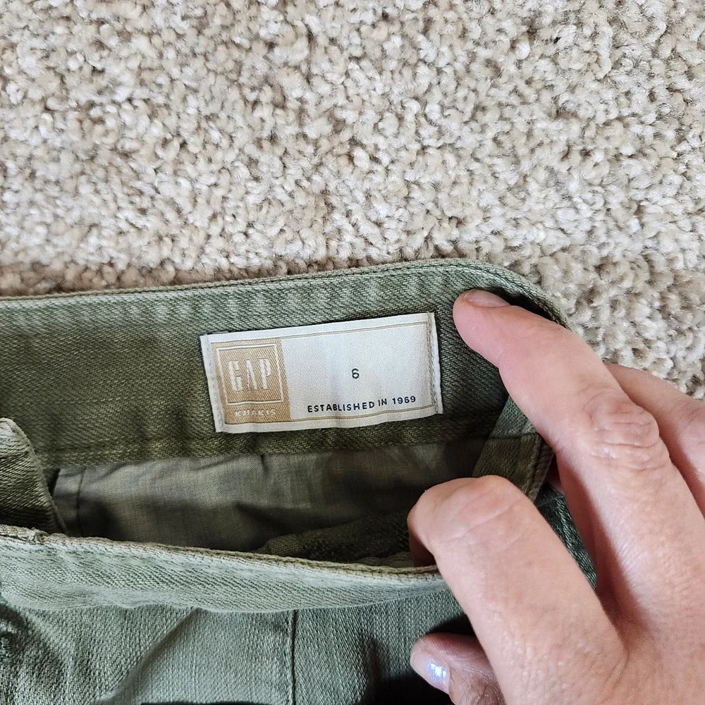 Gap Skirt Button Front Olive Green Cotton‎ Tencel Utility Mini 6